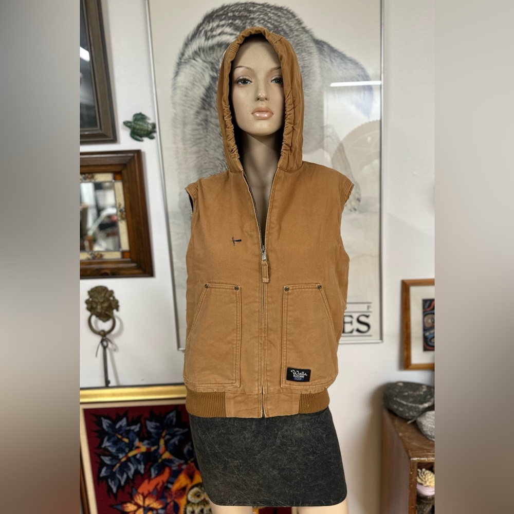 Tan Hooded Work Vest Cotton Duck Canvas